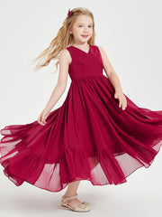 Boho Junior Bridesmaid Dresses Cascading Skirt Burgundy