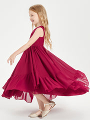 Boho Junior Bridesmaid Dresses Cascading Skirt Burgundy