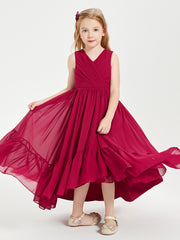Boho Junior Bridesmaid Dresses Cascading Skirt Burgundy
