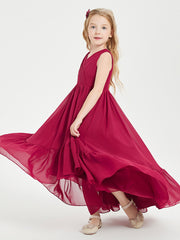 Boho Junior Bridesmaid Dresses Cascading Skirt Burgundy
