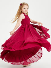 Boho Junior Bridesmaid Dresses Cascading Skirt Burgundy