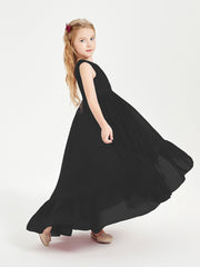 Boho Junior Bridesmaid Dresses Cascading Skirt Black