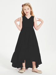 Boho Junior Bridesmaid Dresses Cascading Skirt Black