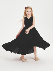 Boho Junior Bridesmaid Dresses Cascading Skirt Black
