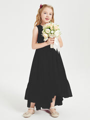 Boho Junior Bridesmaid Dresses Cascading Skirt Black