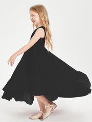 Boho Junior Bridesmaid Dresses Cascading Skirt Black