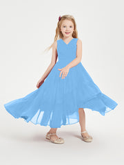 Boho Junior Bridesmaid Dresses Cascading Skirt Blue