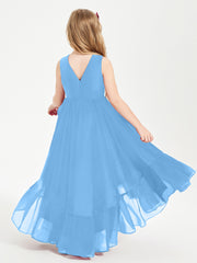 Boho Junior Bridesmaid Dresses Cascading Skirt Blue
