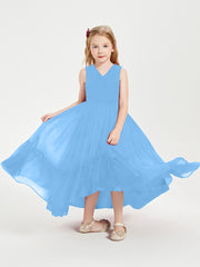 Boho Junior Bridesmaid Dresses Cascading Skirt Blue