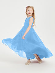 Boho Junior Bridesmaid Dresses Cascading Skirt Blue