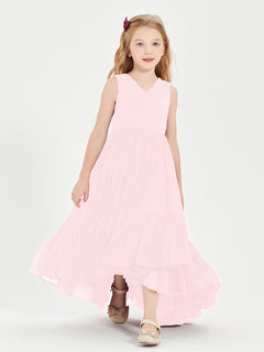 Boho Junior Bridesmaid Dresses Cascading Skirt Blushing Pink