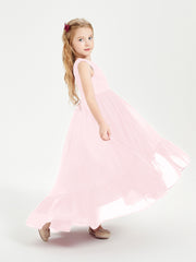 Boho Junior Bridesmaid Dresses Cascading Skirt Blushing Pink
