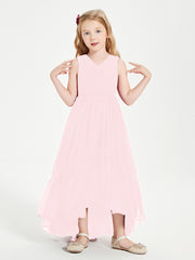 Boho Junior Bridesmaid Dresses Cascading Skirt Blushing Pink