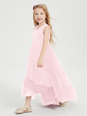 Boho Junior Bridesmaid Dresses Cascading Skirt Blushing Pink