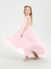 Boho Junior Bridesmaid Dresses Cascading Skirt Blushing Pink