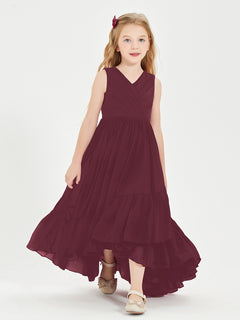 Boho Junior Bridesmaid Dresses Cascading Skirt Cabernet