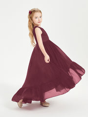 Boho Junior Bridesmaid Dresses Cascading Skirt Cabernet