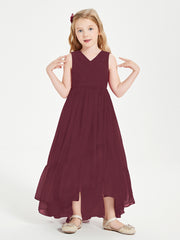 Boho Junior Bridesmaid Dresses Cascading Skirt Cabernet