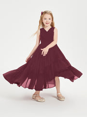 Boho Junior Bridesmaid Dresses Cascading Skirt Cabernet