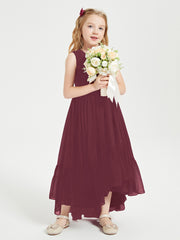 Boho Junior Bridesmaid Dresses Cascading Skirt Cabernet