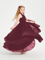 Boho Junior Bridesmaid Dresses Cascading Skirt Cabernet