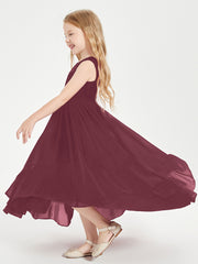 Boho Junior Bridesmaid Dresses Cascading Skirt Cabernet