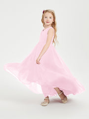 Boho Junior Bridesmaid Dresses Cascading Skirt Candy Pink