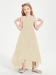 Boho Junior Bridesmaid Dresses Cascading Skirt Champagne