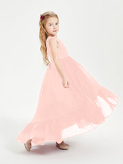 Boho Junior Bridesmaid Dresses Cascading Skirt Coral