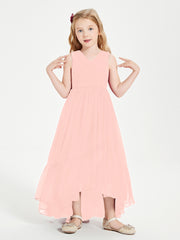 Boho Junior Bridesmaid Dresses Cascading Skirt Coral