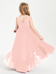 Boho Junior Bridesmaid Dresses Cascading Skirt Coral