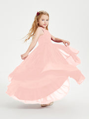 Boho Junior Bridesmaid Dresses Cascading Skirt Coral
