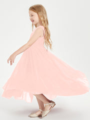 Boho Junior Bridesmaid Dresses Cascading Skirt Coral
