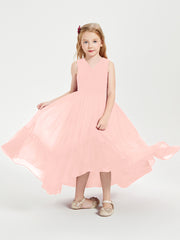 Boho Junior Bridesmaid Dresses Cascading Skirt Coral