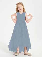 Boho Junior Bridesmaid Dresses Cascading Skirt Dusty Blue
