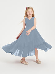 Boho Junior Bridesmaid Dresses Cascading Skirt Dusty Blue