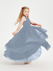 Boho Junior Bridesmaid Dresses Cascading Skirt Dusty Blue