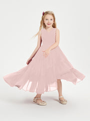 Boho Junior Bridesmaid Dresses Cascading Skirt Dusty Rose