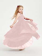 Boho Junior Bridesmaid Dresses Cascading Skirt Dusty Rose