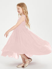 Boho Junior Bridesmaid Dresses Cascading Skirt Dusty Rose