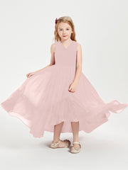 Boho Junior Bridesmaid Dresses Cascading Skirt Dusty Rose