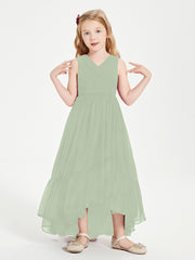 Boho Junior Bridesmaid Dresses Cascading Skirt Dusty Sage