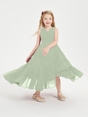 Boho Junior Bridesmaid Dresses Cascading Skirt Dusty Sage