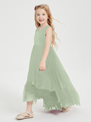 Boho Junior Bridesmaid Dresses Cascading Skirt Dusty Sage
