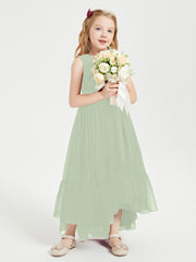 Boho Junior Bridesmaid Dresses Cascading Skirt Dusty Sage