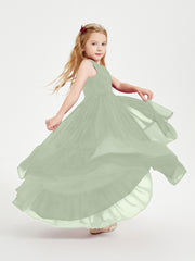 Boho Junior Bridesmaid Dresses Cascading Skirt Dusty Sage