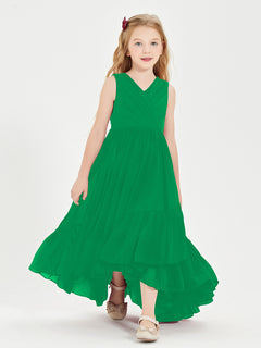 Boho Junior Bridesmaid Dresses Cascading Skirt Emerald