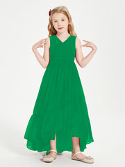 Boho Junior Bridesmaid Dresses Cascading Skirt Emerald