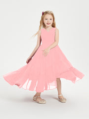 Boho Junior Bridesmaid Dresses Cascading Skirt Flamingo