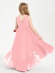 Boho Junior Bridesmaid Dresses Cascading Skirt Flamingo